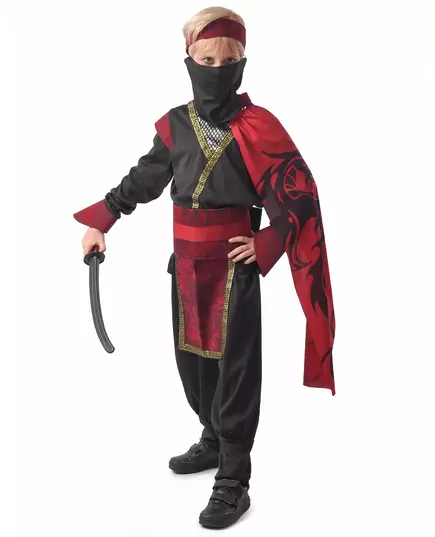 Červený dračí nindža kostým pro chlapce, Velikost: 7-9 let(120-130 cm)