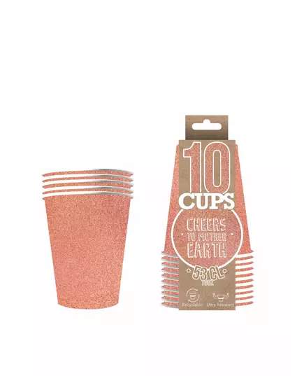10 amerických třpytivých recyklovatelných kartonových kelímků rose gold 53 cl, image 2