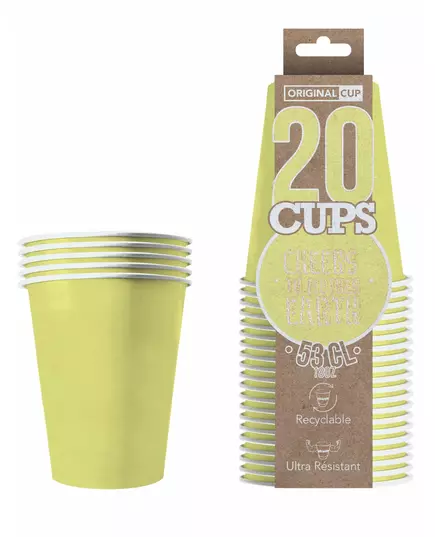 20 pastelově žlutých amerických recyklovatelných kartonových kelímků 53 cl, image 2