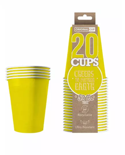 20 žlutých amerických recyklovatelných kartonových kelímků 53 cl, image 2