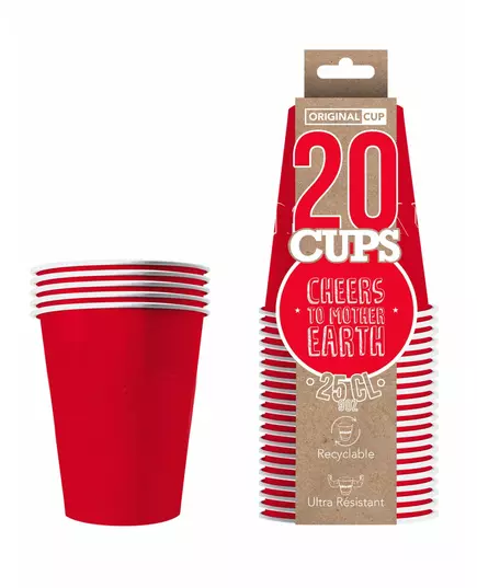 20 červených amerických recyklovatelných kartonových kelímků 25 cl, image 2