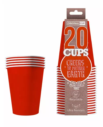 20 červených amerických recyklovatelných kartonových kelímků 53 cl, image 2