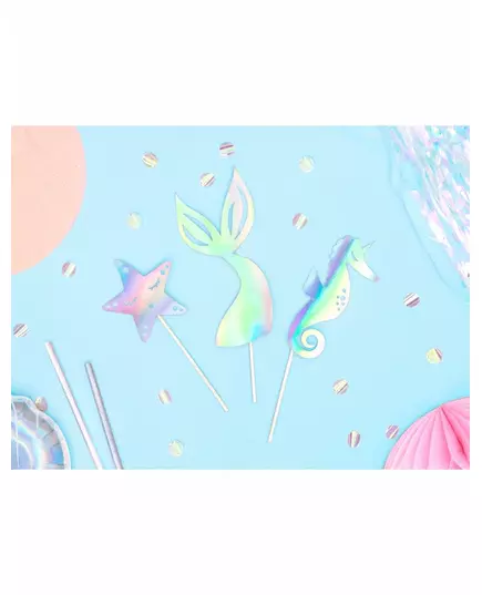 3 holografické toppery na dort Mermaid 24,5 cm, image 2