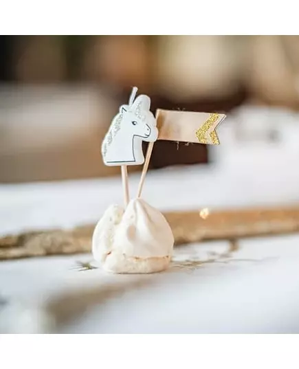 5 svíček jednorožec na napichovátku se třpytkami šampaň 4,5 × 3 cm, image 2
