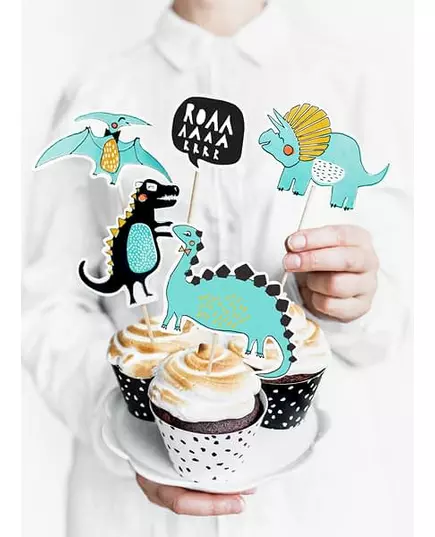 5 kartonových topperů na dort modrý dinosaurus 10,5–20 cm, image 2