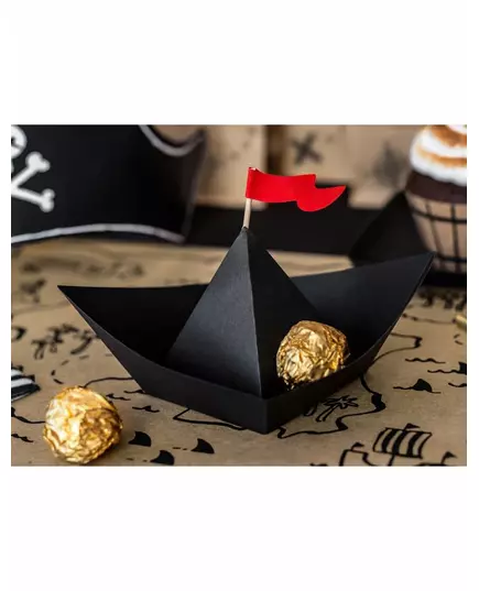 6 černých origami pirátských lodí 19 × 10 × 14 cm, image 2