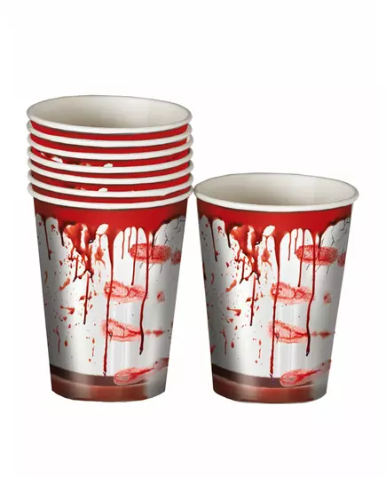 6 krvavých halloweenských papírových kelímků 240 ml, image 2