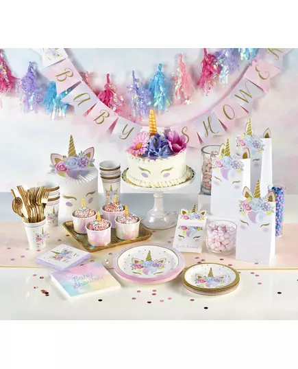 8 malých papírových talířů White Fairy Unicorn 18 cm, image 2