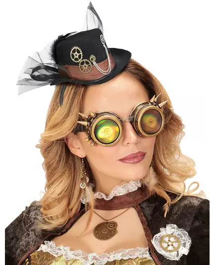 Steampunk černý klobouk se závojem pro dospělé, image 2