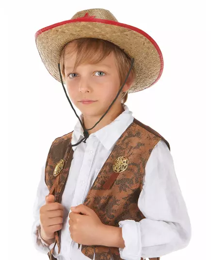 Westernový slaměný kovbojský klobouk pro děti, image 2