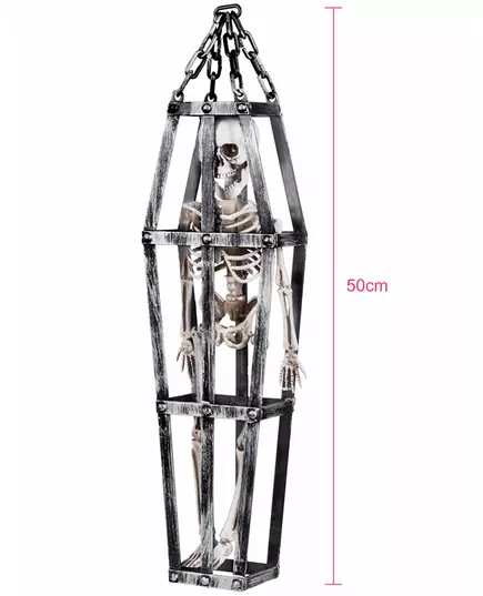 Závěsná dekorace kostra v kleci 50 cm, image 2