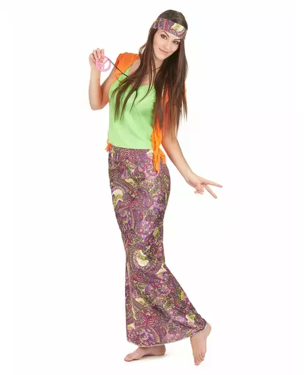 Růžovo-zelený hippie kostým pro ženy, Velikost: S/M, image 2