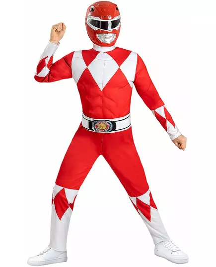 Červený Power Ranger svalový kostým pro děti, Velikost: 5-6 let (M)