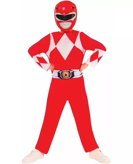 Klasický červený Power Ranger kostým pro děti, Velikost: 7-8 let (122 to 128 cm)