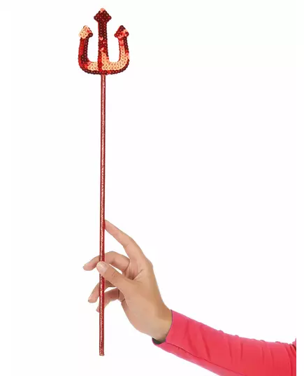 Červené flitrované vidle čerta pro dospělé i děti, image 2