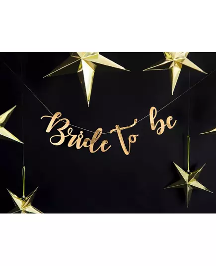 Kartonová girlanda „Bride to be“ metalická zlatá 80 x 19 cm, image 2
