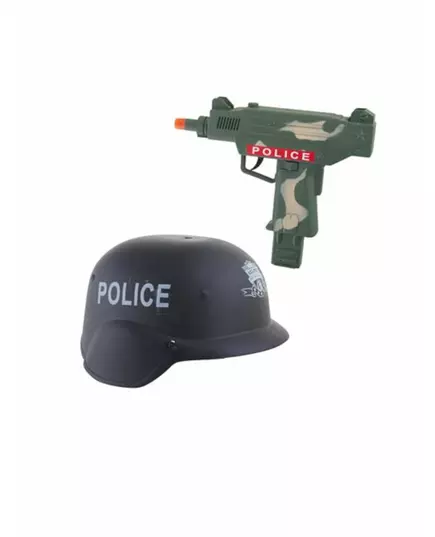 Plastová sada maskovací zelené helmy a samopalu, image 2