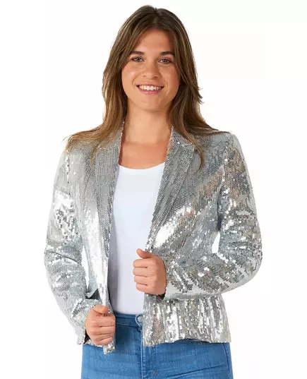 Dámské stříbrné flitrové sako Suitmeister, Velikost: Medium (EU 40-42)