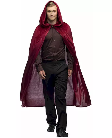 Vínově červený plášť s kapucí 170 cm, image 2