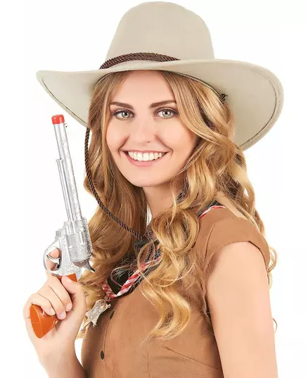 Luxusní béžový semišový kovbojský klobouk pro dospělé, image 2