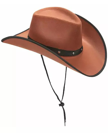 Hnědý kovbojský klobouk s černým lemem pro dospělé, image 2