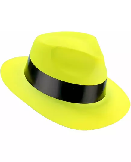 Neonově žlutý gangster klobouk pro dospělé, image 2