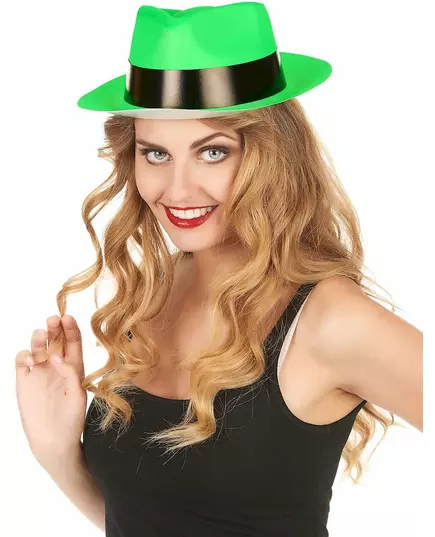 Neonově zelený gangster klobouk pro dospělé, image 2