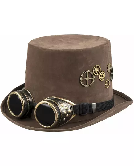 Hnědý cylindr s ozubenými koly a steampunk brýlemi pro dospělé, image 2