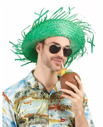 Zelený havajský klobouk pro dospělé, image 2