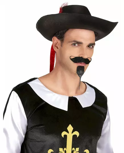 Černo-červený mušketýrský klobouk pro dospělé, image 2