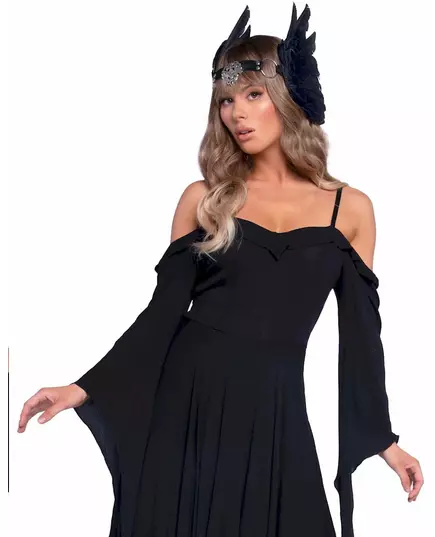 Deluxe černé andělské křídla – čelenka pro dospělé, image 2