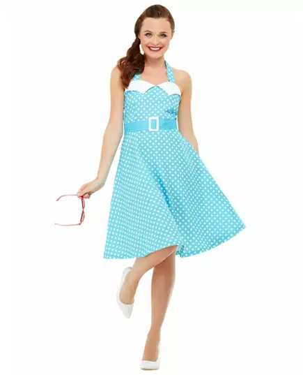 Dámský retro modrý pin-up kostým, image 2