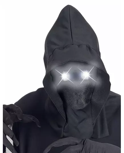 Bílá „Invisible Face“ kapucová celoobličejová maska s svítícíma očima pro dospělé, image 2
