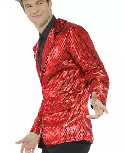 Luxusní červené flitrované disco sako pro muže, Velikost: Medium, image 2