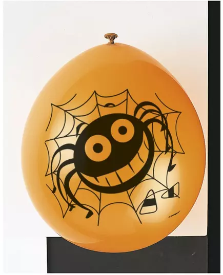 10 černo-oranžových latexových balónků s pavoukem 23cm, image 2