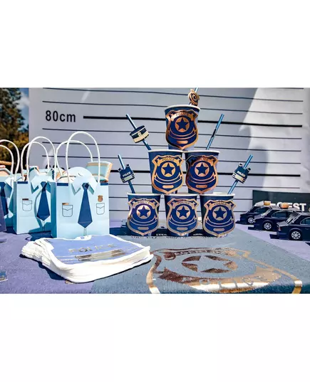 16 papírových ubrousků policie navy/zlatá 32 x 26 cm, image 2