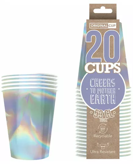 20 amerických recyklovatelných kartonových kelímků duhově iridescentních 53 cl, image 2