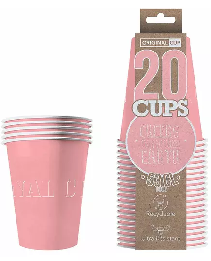 20 pastelově růžových amerických recyklovatelných kartonových kelímků 53 cl, image 2