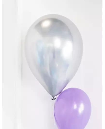 6 saténových stříbrných latexových balónků 28 cm, image 2