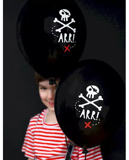 6 černých latexových balónků Pirate Party 30 cm, image 2