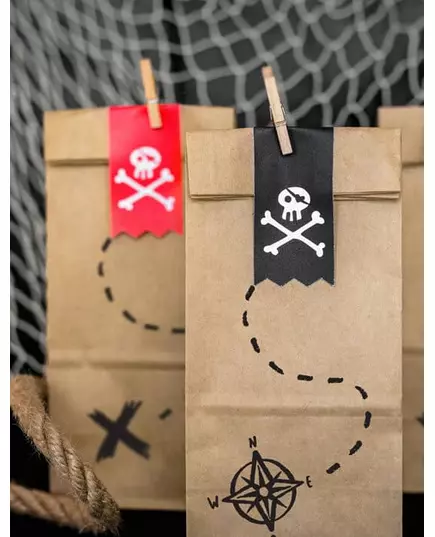 6 kraftových dárkových taštiček Pirate Party 8 × 18 × 6 cm, image 2