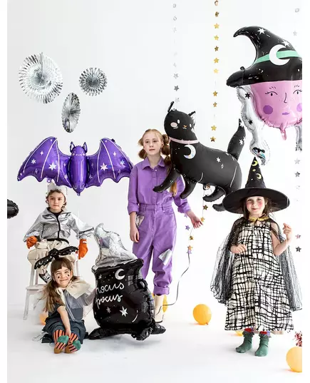 Halloween fóliový balónek černá kočka 96 × 95 cm, image 2