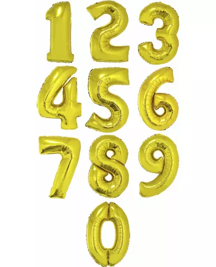 Zlatý fóliový číselný balónek 1 m, image 2
