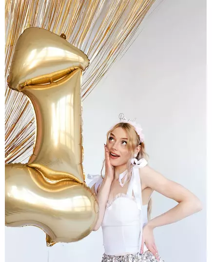 Zlatý fóliový balónek penis 88 cm, image 2