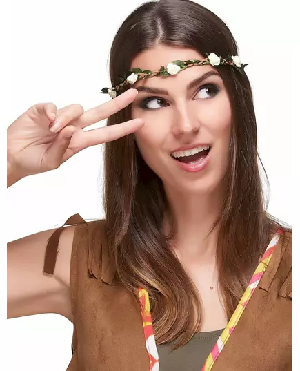Elastická bílá květinová korunka pro dospělé, image 2