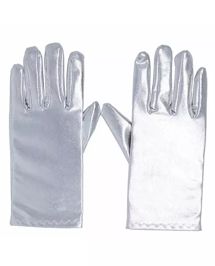 Krátké stříbrné metalické rukavice pro ženy, image 2