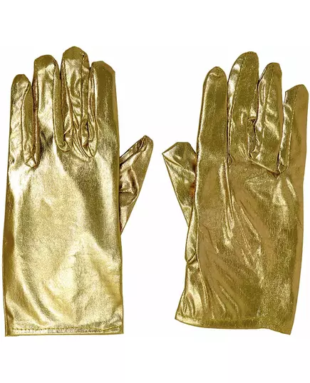 Krátké metalické zlaté rukavice pro ženy, image 2