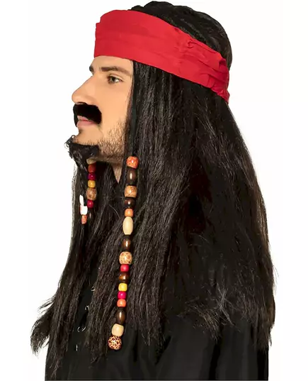 Pirátská paruka s červenou bandanou pro muže, image 2