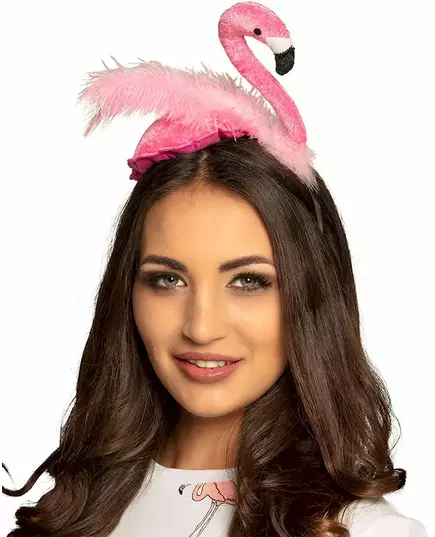 Růžová péřová čelenka plameňák pro dospělé, image 2