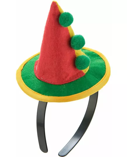 Čelenka s mini špičatým klaunským kloboučkem pro dospělé, image 2